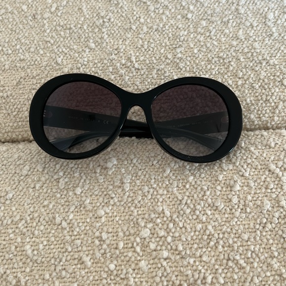 Chanel Oval Black Acetate Sunglasses - Picture 2 of 8